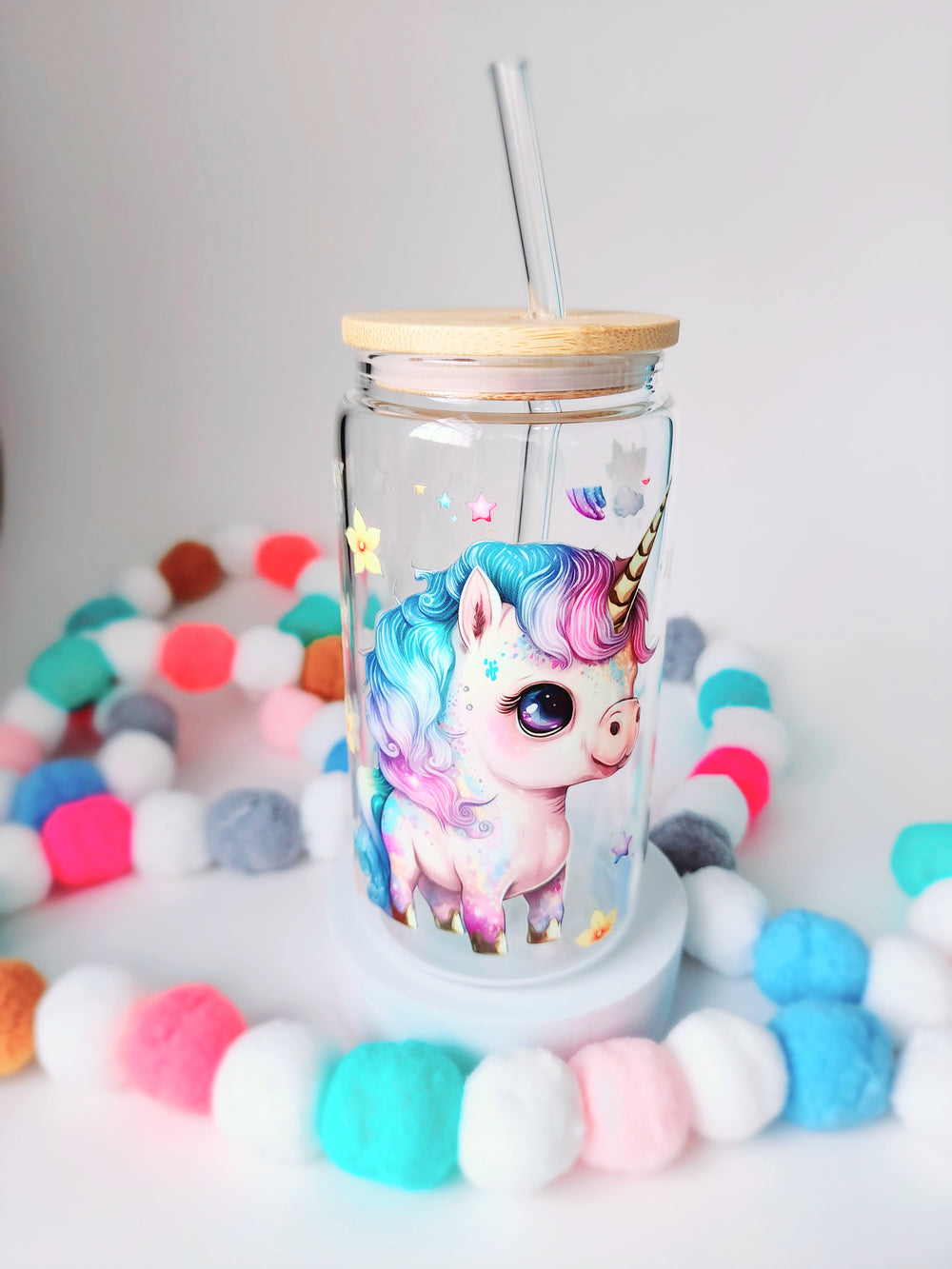 Bouteille en verre licorne